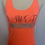 Miss Popular 186 NWT  Hot Orange Sparkle Athletic I Sweat Awesomeness Tank Size S Photo 1