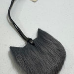 Madewell NWT  grey Shearing  black leater Cat Ear Charm Bag Tag Accessory OLD STOCK Photo 0