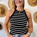 By Together $42 NWT Talk About It Tank - Black/White S Photo 0