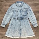 We The Free Free People Chain of Command Pleated Blue Mini Dress Size Large Photo 2