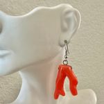 Orange Faux Coral Branch Earrings Photo 2