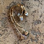 Vintage 80s Brooch Pin Gold Stone Amethyst Tigers Eye Agate Green Jasper Quartz Photo 2