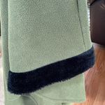 Womens Hooded Cape Fleece Poncho Fur Trim Green Size OS Le Moda u Photo 5