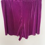 ZARA Purple Ribbed Pull on Ruffle Elastic Waist Shorts Size Large Shiny Stretch Photo 4