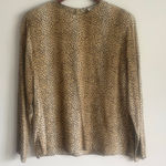Nora Noh Vintage 100% Silk‎ Leopard Print Long Sleeve Blouse Size 12 Brown Photo 0