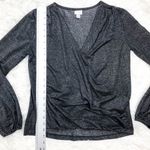 A New Day Black Silver Metallic Long Sleeve Top XS Photo 2