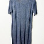 Micaela Greg Blue Wide Rib T Shirt Sweater Dress Midi Shirt Sleeve Womens Size M Size M Photo 4