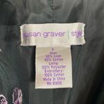 Vintage Black & Purple Floral Embroidered Belted Midi Dress Size L Photo 5