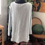 Free People  Minty Blue Open Knit Long Sleeve V-neck Sweater Photo 2