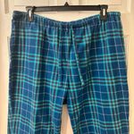LLBean Women 1X Plus Tartan Blue Plaid Flannel Pajama Pants Cotton Lounge Sleep Photo 1