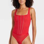 Auden  Red Women's Rhinestone Lingerie Bodysuit Size Photo 3