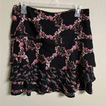 White House | Black Market  Skirt Tiered Ruffle WHBM Size 4 Pink Floral Office Photo 0