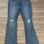Seven7  Blue Distressed Flare Jeans Sz 14 Photo 0
