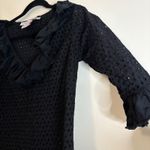 Gretchen Scott Designs Black Eyelet Ruffle V Neck 3/4 Sleeve Dress Size S Photo 3