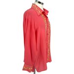 Diane Von Furstenberg  Vintage Floral Embroidered Silk Button-Up Blouse Large Photo 6