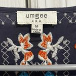 Umgee Slate Blue Floral Embroidered Bohemian Dress Size Medium Photo 5