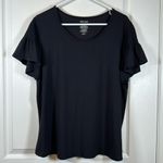 Nine West  Black Flutter Sleeves Short Sleeve Blouse Size XXL EUC #4121 Photo 1