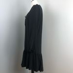 Jill Stuart Black Silk Asymmetrical Drop Waist Long Sleeve Peasant Dress Sz 0 Photo 7