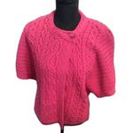 Aran Crafts Vintage Ireland 100% Merino Wool Shrug Cardigan Sweater Cape Pink M Size M Photo 0