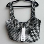 ZARA NWT Tweed Black White Coquette Corset Bustier Crop Going Out Top Size XS Photo 0