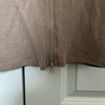 Garage light brown/tan double zip up ribbed casual short tee shirt Photo 1