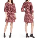 Halogen NEW‎  pink retro geometric printed tie front dress Photo 1