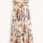 Abercrombie & Fitch  Floral Crinkle Textured Ruched Maxi Dress Photo 1