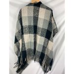 Woolrich  Black White Plaid Warm Soft Cape Shawl Blanket Sweater Size OS Photo 4