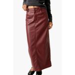 Free People NWT‎  City Slicker Faux Vegan Leather Maxi Skirt in Red Jasper Photo 1
