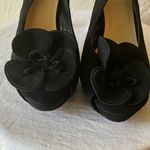 Kate Spade : Black Suede Open Toe Heels- Floral Accent- 7 Photo 6