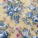 Vintage Floral Vest Yellow Blue Striped Linen Blend USA L Large Photo 1