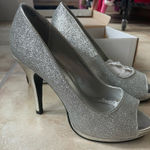 Rampage  Grace style sparkly silver high heel, open toe sandal; size 6.5 Photo 0