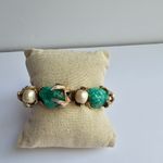 Vintage Hargo Creations unsigned faux jade nugget baroque pearls bracelet Green Photo 2