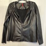 Spanx Size Small Faux Leather Jacket Full Zip Front Stretch Black 50153R Photo 2