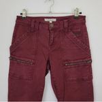 Joie  Park Low / Mid Rise Skinny Crop Ankle Zip Utility Pant in Burgundy Photo 3