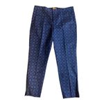 Joe Fresh  Women Size 12 Slim Fit Printed Dress Pants Navy Blue Geometric Pattern Photo 14
