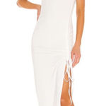 l*space  White Ribbed Ruched Tank Midi Dress L G Photo 0