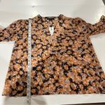 Sanctuary  Pintuck Long Sleeve Pullover V Neck Floral Blouse‎ in Harvest Size S Photo 5