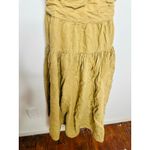 TOCCIN Women's Brown Khaki Square Neck Ruched Bodice Tie Waist Midi Dress Size 8 Photo 4