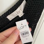 Loft NEW women’s solid black double v soft thick knit sweater tank top medium Photo 2