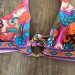 Trina Turk  Bikini Halter Top Multicolor Golden Circle Ring Size 6 Photo 2