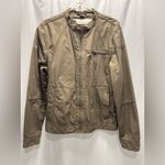 Guess Vintage Y2K 100% Cotton Bomber Lightweight Zip Tan Brown Jacket Size Small Photo 3