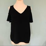 C&E  Women Casual Black Open‎ Shoulder Short Sleeve Blouse Size Small Photo 2