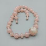 Vintage Pink Plastic Bead Collar Strand Necklace Large Floral Center Bead 18" Photo 9