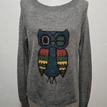 Woolrich  Gray Owl Intarsia  Crewneck Mohair Wool Blend Sweater Size Medium Photo 1