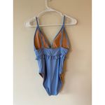 J.Crew Ruffle Plunge Swimsuit One Piece Light Blue Women's Size 6 Photo 3