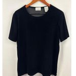 Kathy Ireland Women’s XL Black Velvet Short Sleeve Shirt Photo 0