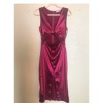 Lush Clothing Lush Satin Cutout Burgundy Cocktail MIDI Dress Photo 4