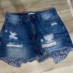 Nature Denim Blue Distressed Jean Shorts Photo 0