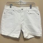 Ann Taylor LOFT Modern White Denim Frayed Hem Shorts Size 6 Photo 0